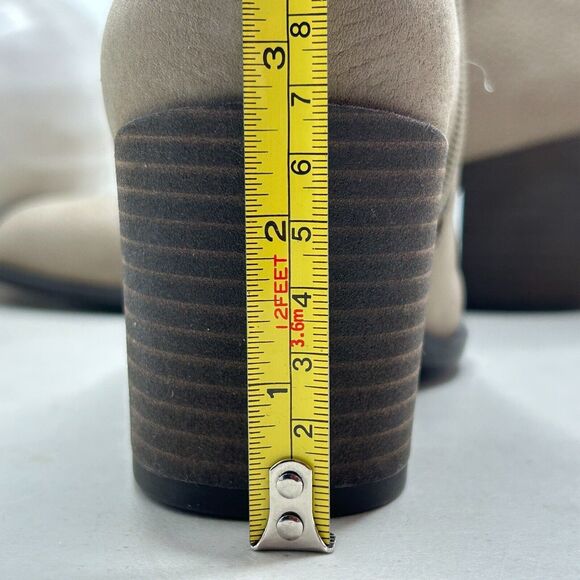 Lucky Brand Bellita Leather Heeled Ankle Booties Side Zip Taupe Womens US 6 NWOB - Picture 12 of 12